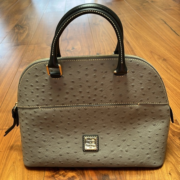 NWOT Dooney Bourke Ostrich Pattern Leather Dome Satchel. - Picture 2 of 13